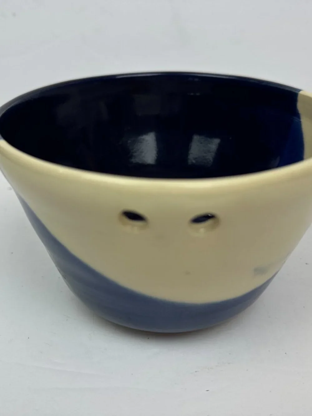 🫐 Set of 2 Amber Odom Handmade Ceramic Berry Bowls Pottery Colanders Blue Ridge